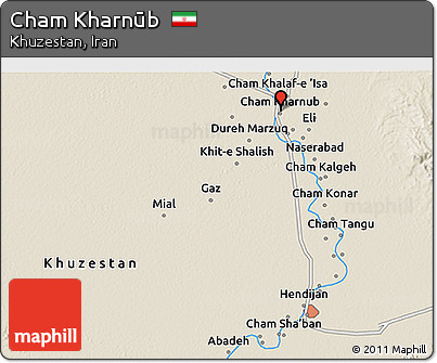 Shaded Relief 3D Map of Cham Kharnūb