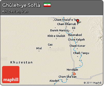 Shaded Relief 3D Map of Ghūleh-ye Soflá