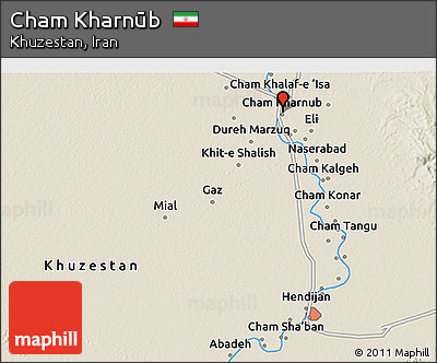 Shaded Relief 3D Map of Cham Kharnūb