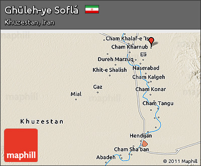 Shaded Relief 3D Map of Ghūleh-ye Soflá