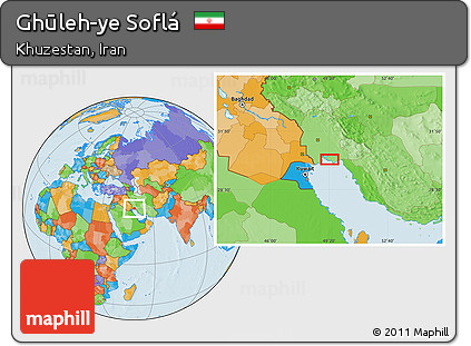 Political Location Map of Ghūleh-ye Soflá