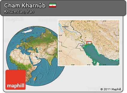 Satellite Location Map of Cham Kharnūb