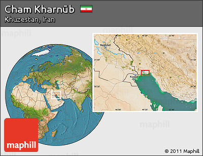 Satellite Location Map of Cham Kharnūb