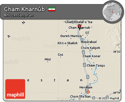 Shaded Relief Map of Cham Kharnūb