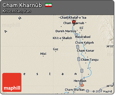 Shaded Relief Map of Cham Kharnūb