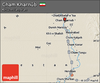 Shaded Relief Map of Cham Kharnūb