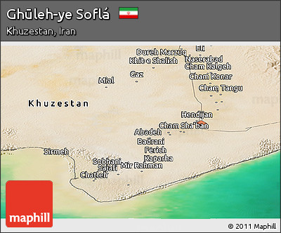 Satellite Panoramic Map of Ghūleh-ye Soflá