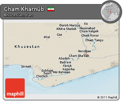 Shaded Relief Panoramic Map of Cham Kharnūb