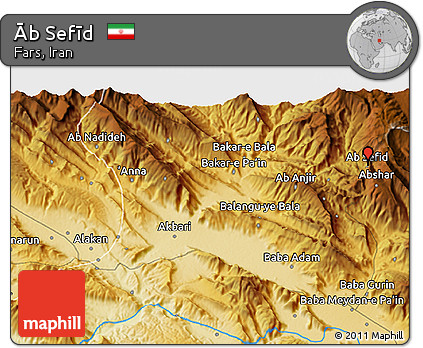 Physical 3D Map of Āb Sefīd