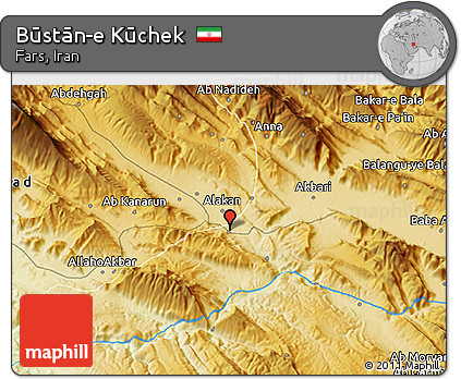 Physical 3D Map of Būstān-e Kūchek