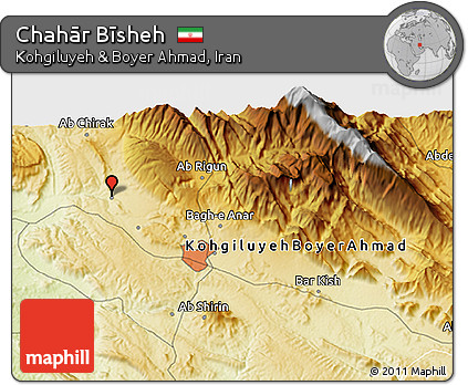 Physical 3D Map of Chahār Bīsheh