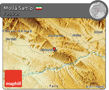 Physical 3D Map of Mollā Sartīp