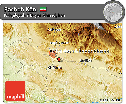 Physical 3D Map of Pasheh Kān