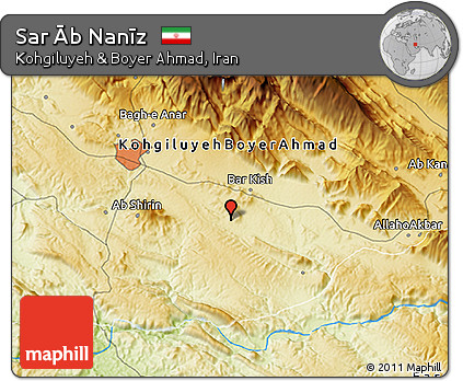 Physical 3D Map of Sar Āb Nanīz