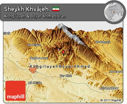 Physical 3D Map of Sheykh Khvājeh