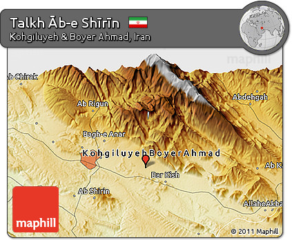 Physical 3D Map of Talkh Āb-e Shīrīn