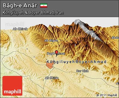 Physical 3D Map of Bāgh-e Anār