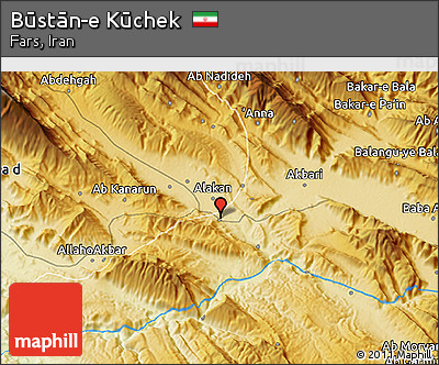 Physical 3D Map of Būstān-e Kūchek