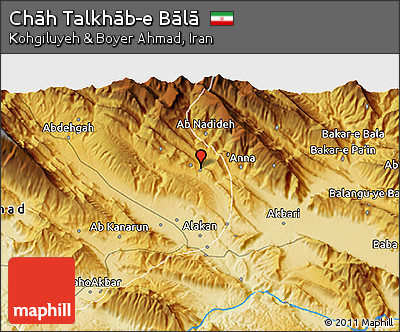 Physical 3D Map of Chāh Talkhāb-e Bālā