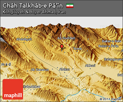 Physical 3D Map of Chāh Talkhāb-e Pā'īn