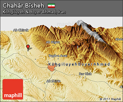 Physical 3D Map of Chahār Bīsheh