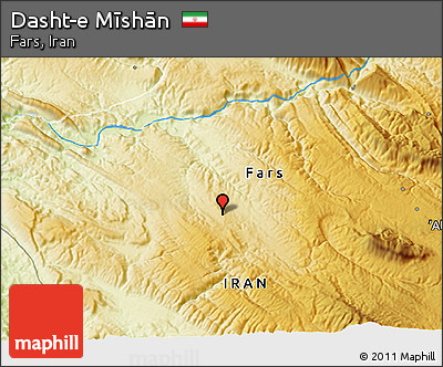 Physical 3D Map of Dasht-e Mīshān