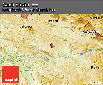 Physical 3D Map of Gach Sārān
