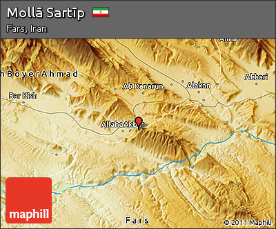 Physical 3D Map of Mollā Sartīp