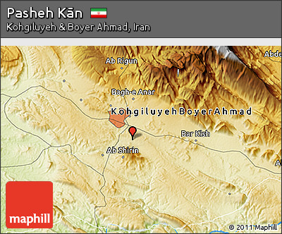 Physical 3D Map of Pasheh Kān