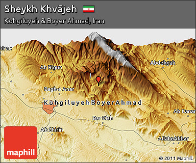 Physical 3D Map of Sheykh Khvājeh
