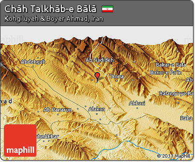 Physical 3D Map of Chāh Talkhāb-e Bālā