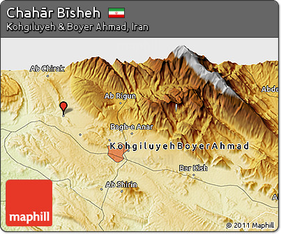 Physical 3D Map of Chahār Bīsheh