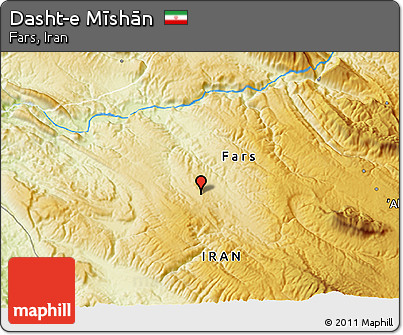 Physical 3D Map of Dasht-e Mīshān