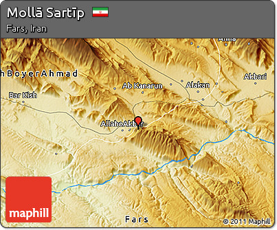 Physical 3D Map of Mollā Sartīp