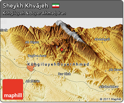 Physical 3D Map of Sheykh Khvājeh