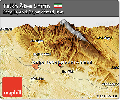 Physical 3D Map of Talkh Āb-e Shīrīn