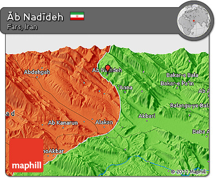 Political 3D Map of Āb Nadīdeh