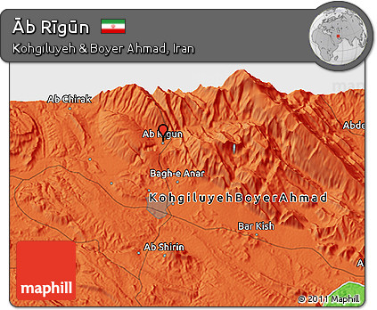 Political 3D Map of Āb Rīgūn