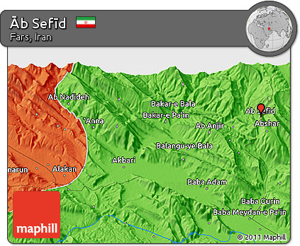 Political 3D Map of Āb Sefīd