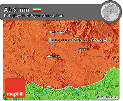 Political 3D Map of Āb Shīrīn