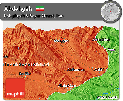 Political 3D Map of Ābdehgāh