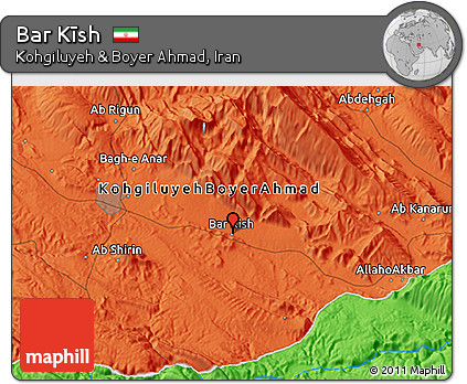 Political 3D Map of Bar Kīsh