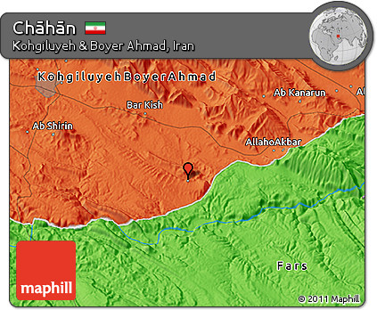 Political 3D Map of Chāhān
