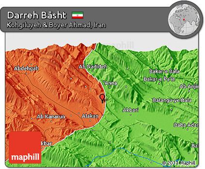Political 3D Map of Darreh Bāsht