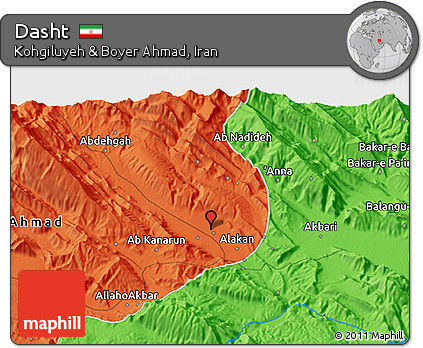 Political 3D Map of Dasht