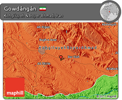 Political 3D Map of Gowdāngān