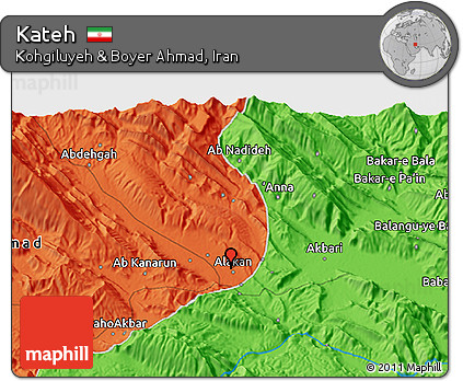 Political 3D Map of Kateh