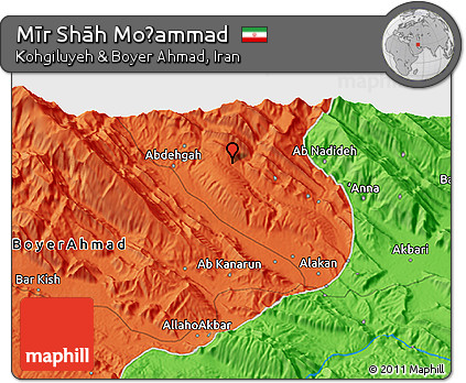 Political 3D Map of Mīr Shāh Moḩammad