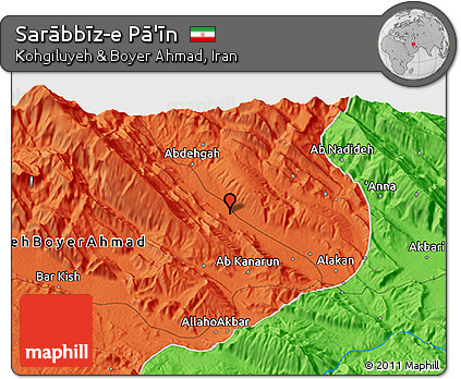 Political 3D Map of Sarābbīz-e Pā'īn