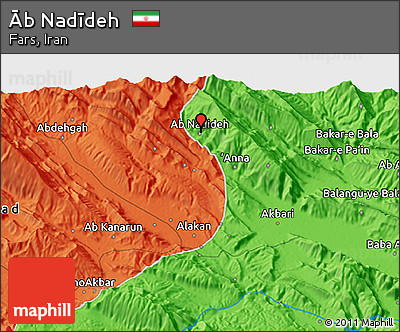 Political 3D Map of Āb Nadīdeh
